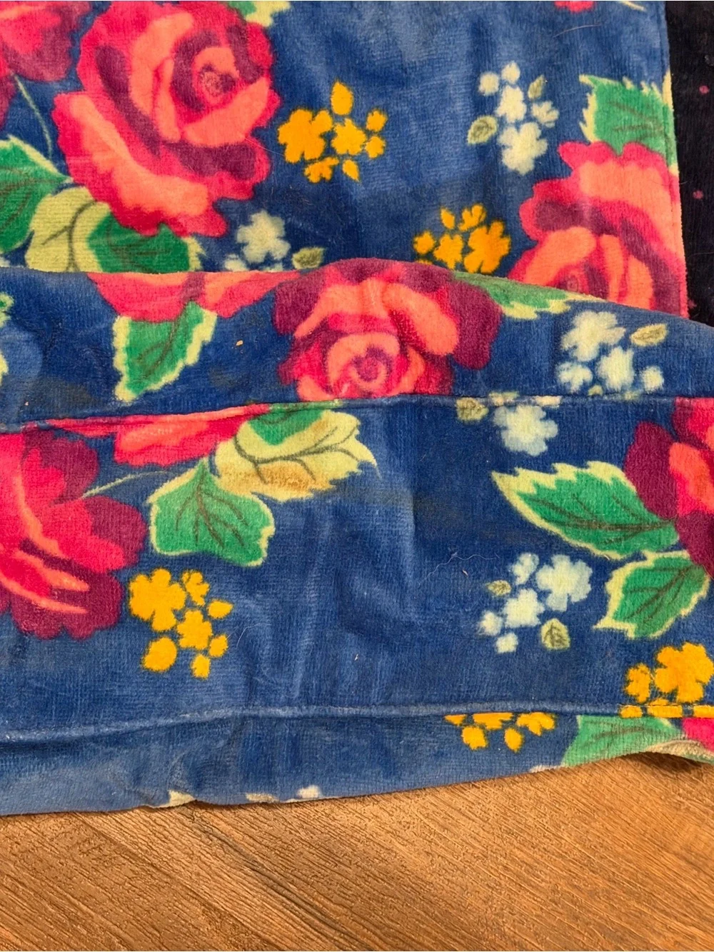 Matilda Jane Blue Floral Velvet Tote with Pink Roses